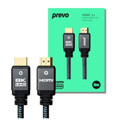 Prevo HDMI 2.1 Cable 5m - 8K@60Hz 4K@120Hz 48Gbps Braided Prevo HDMI 2.1 Cable 5m - 8K@60Hz 4K@120Hz 48Gbps Braided